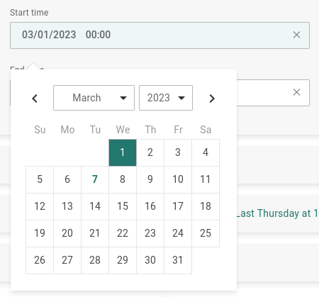 Select date and using the UI.
