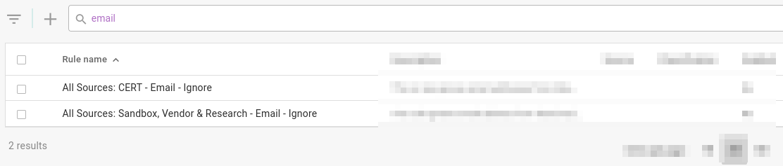 Enter an exact term to filter rule names. 