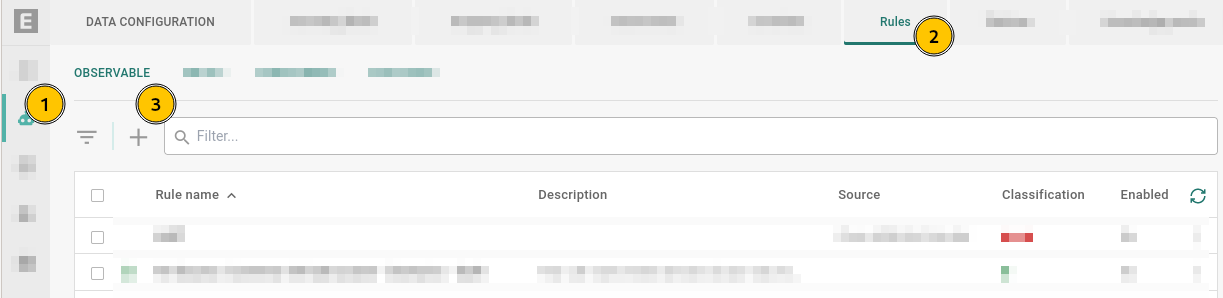 Go to Data configuration, Rules, Observables.